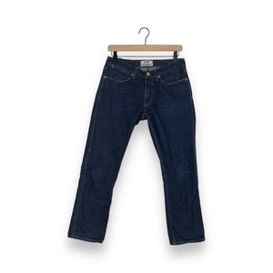 Acne Studios Max Raw Blue Denim Straight Slim Cut Jeans